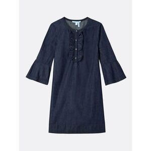 $140 sz 12 Draper James 3/4 sleeve mini shirt dress chambray blue grace charm